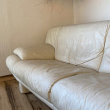 Load image into Gallery viewer, Chunky Cream Vinyl Sofa