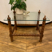 Load image into Gallery viewer, Wood & Glass Spindle Table