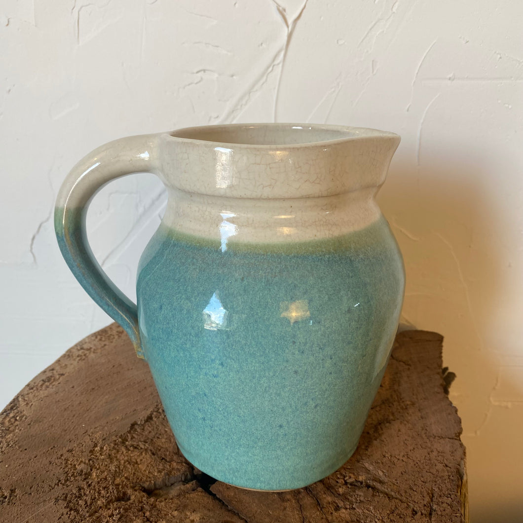 Blue & Green Pottery Pitcher