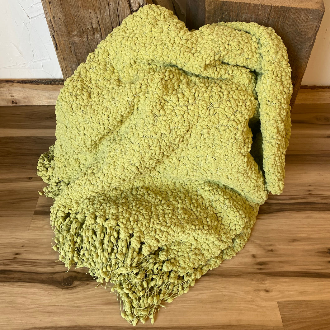 Textured Green Throw Blanket