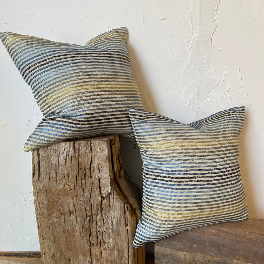 Blue & Green Striped Pillow Set