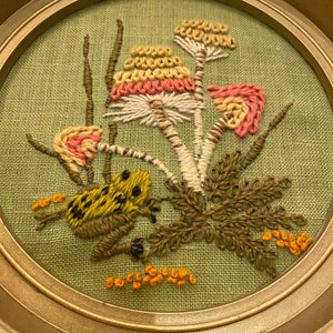 Vintage Framed Mushroom Embroidery