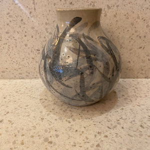 Cream & Blue Pottery Vase