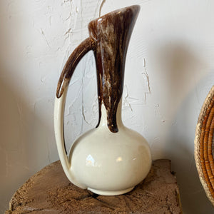 White & Brown Pottery Pitcher