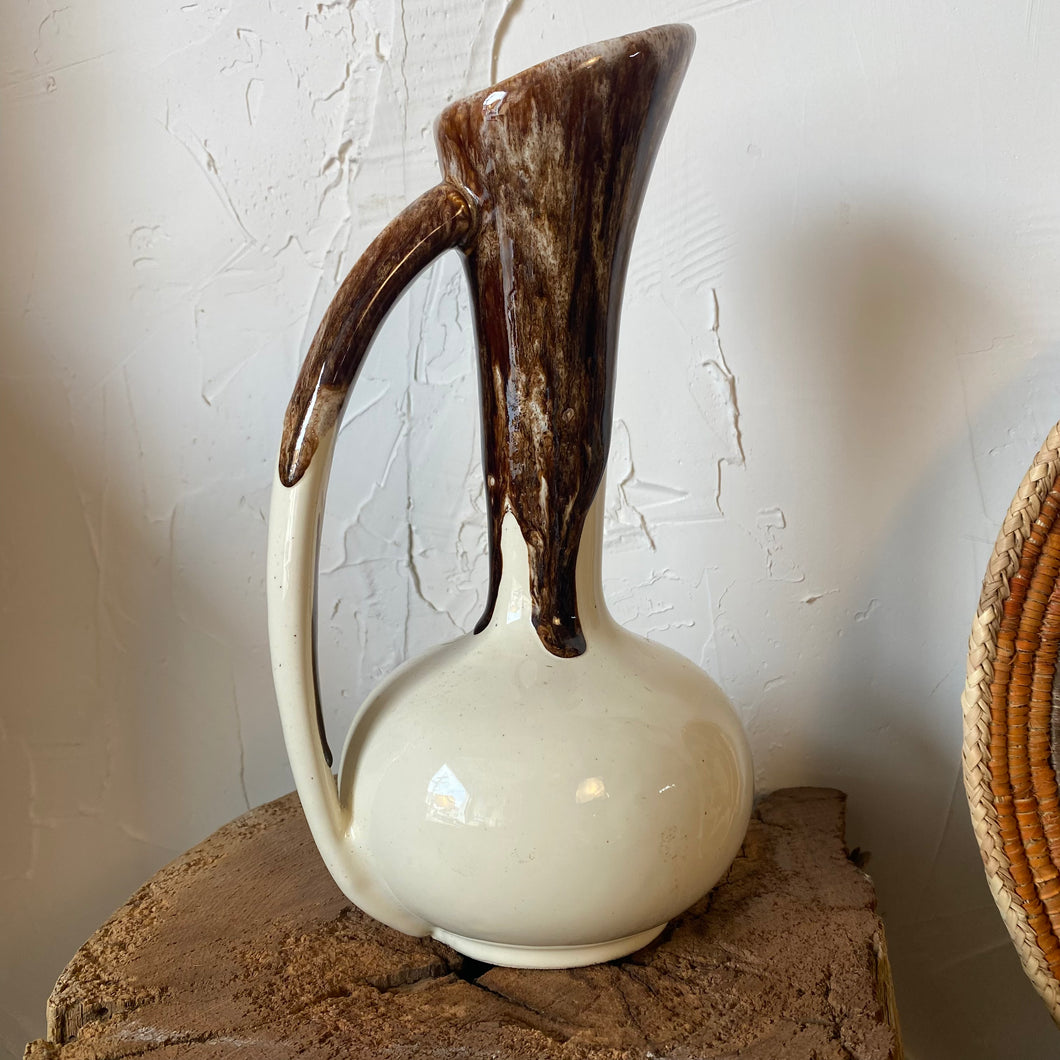 White & Brown Pottery Pitcher