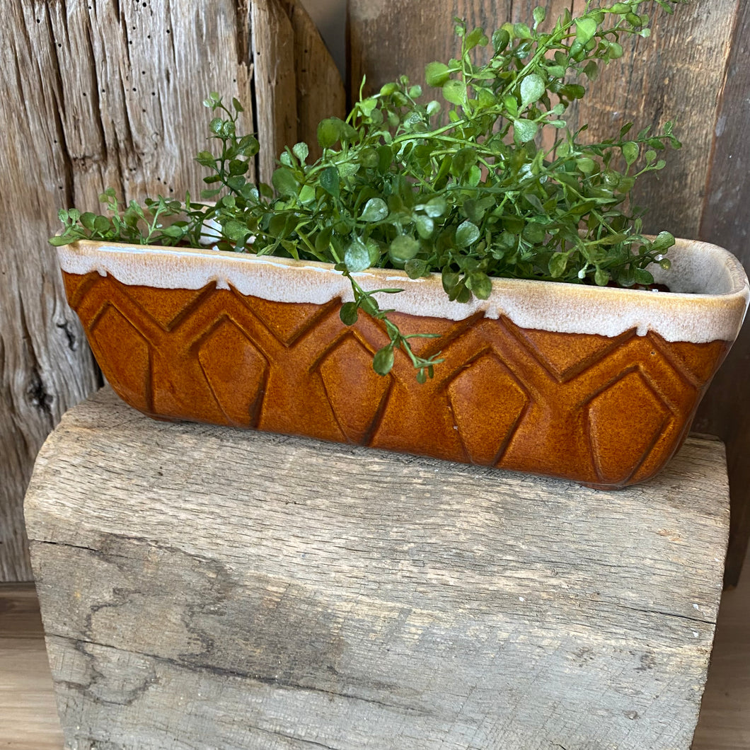 Vintage Brown Rectangular Planter