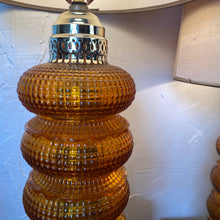 Load image into Gallery viewer, Mid Century Orange Glass Lamp Set
