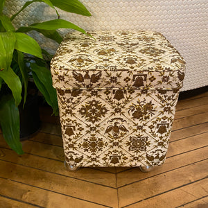 Patterned Vinyl Storage Ottoman