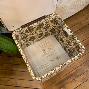 Patterned Vinyl Storage Ottoman