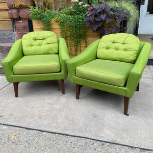 Mid Century Green Armchair Set