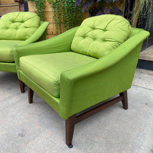 Mid Century Green Armchair Set