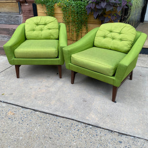 Mid Century Green Armchair Set