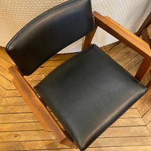 Load image into Gallery viewer, Mid Century Black Vinyl Chair Set
