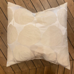 White Embroidered Leaf Pillow