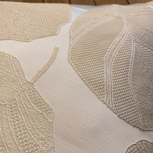 White Embroidered Leaf Pillow