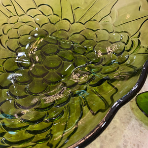 Green Glass Grape Bowl Set