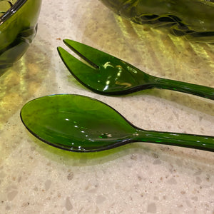 Green Glass Grape Bowl Set