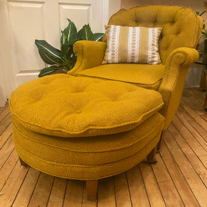 Vintage Gold Arm Chair & Ottoman