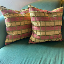 Load image into Gallery viewer, Gold &amp; Pink Plaid Pillow Set
