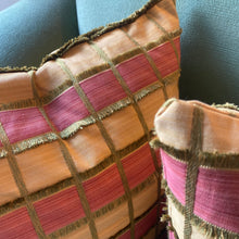 Load image into Gallery viewer, Gold &amp; Pink Plaid Pillow Set
