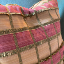 Load image into Gallery viewer, Gold &amp; Pink Plaid Pillow Set
