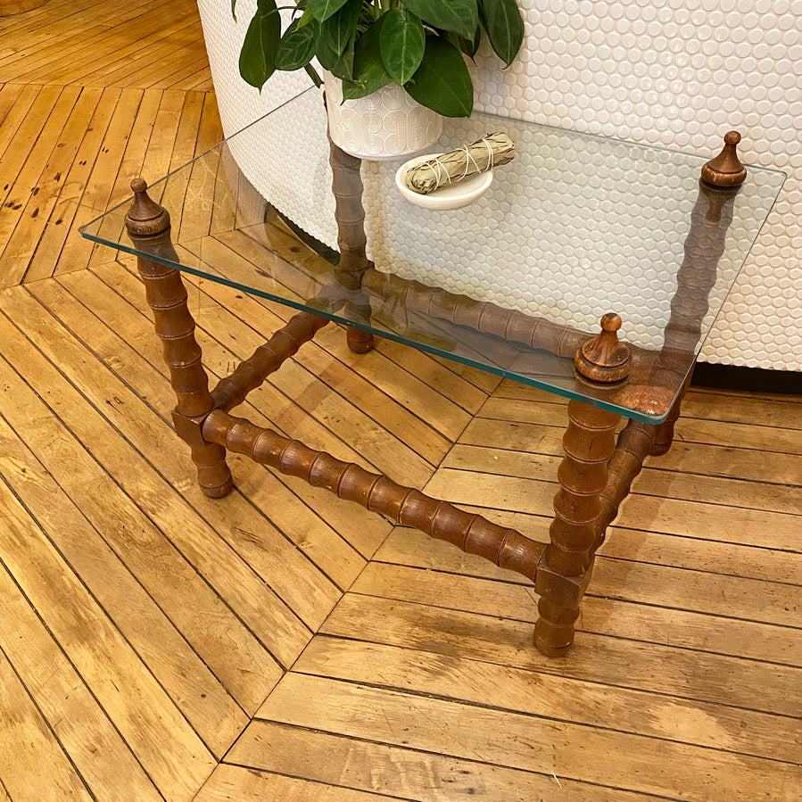 Wood & Glass Spindle Table