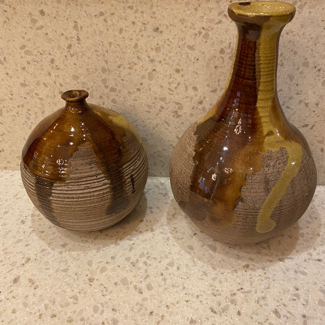 Beige & Brown Pottery Vase Set