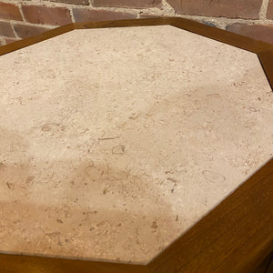 Mid Century Stone Hexagon End Table