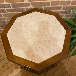 Mid Century Stone Hexagon End Table