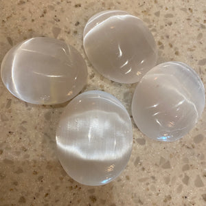 Selenite Palm Stone