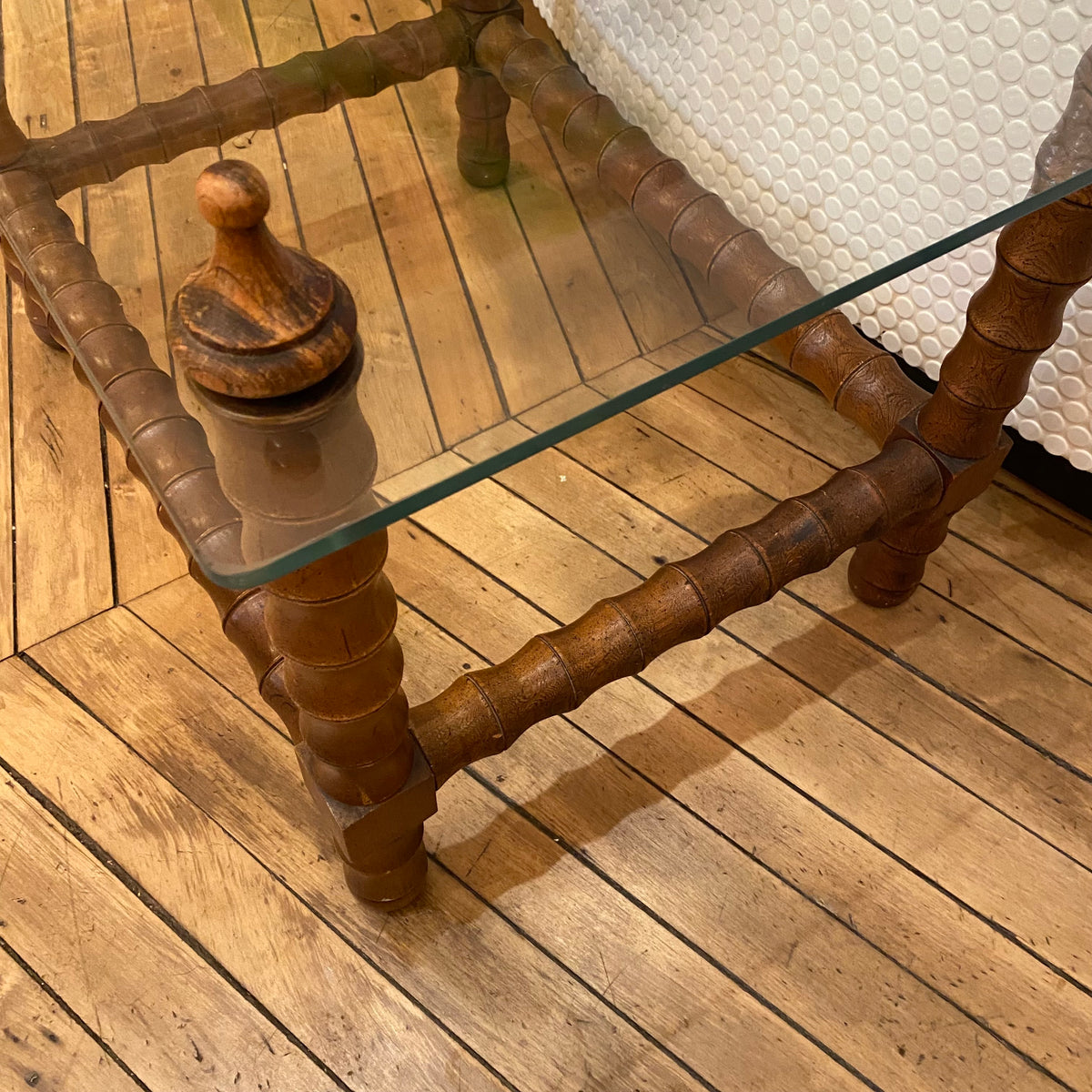 Wood & Glass Spindle Table – REmix Design