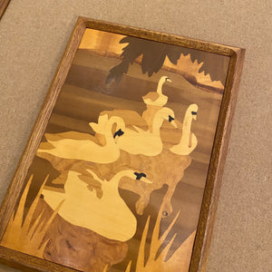 Wood Inlay Swan Marquetry