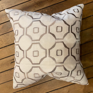 White & Beige Geometric Accent Pillow